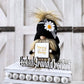 Stylish knit daisy gnome with "Have a nice daisy"  sign - tiered tray decor