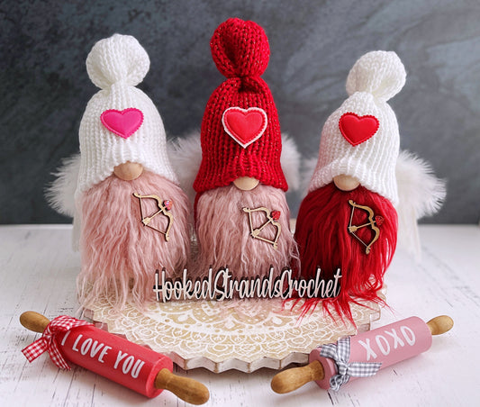 Cupid gnome, Valentines gnome, Tiered tray decor, Love gnome, Swedish tomte, Gift idea, Knit gnome,