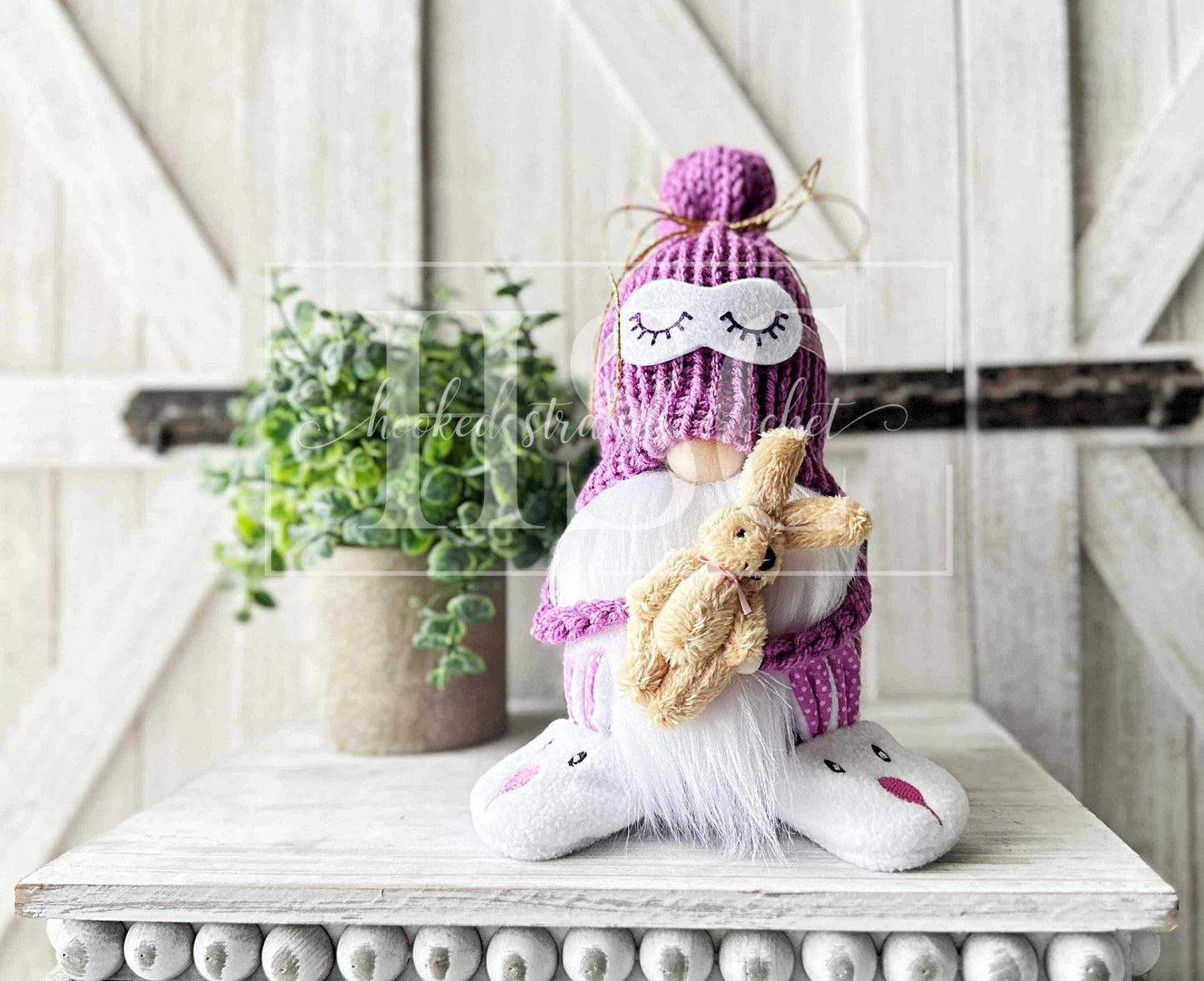 Sleepy gnome, Tiered tray decor, Bedtime gnome, Rustic gnome, Gnome decor, Swedish tomte,  Knit gnome,