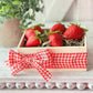 Sweet knit pink strawberry milkshake gnome - Crate of strawberries - tiered tray decor