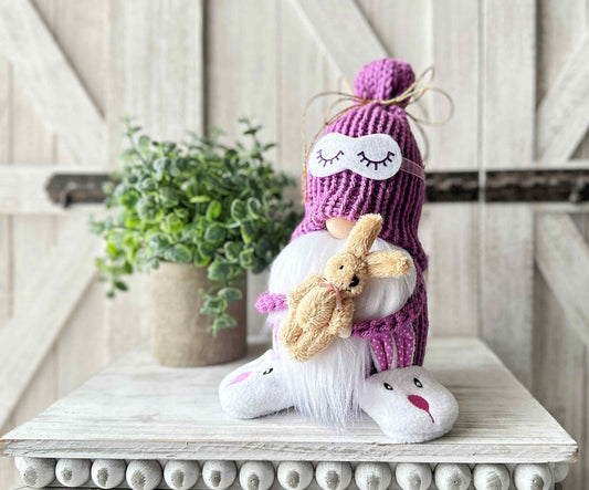 Sleepy gnome, Tiered tray decor, Bedtime gnome, Rustic gnome, Gnome decor, Swedish tomte,  Knit gnome,