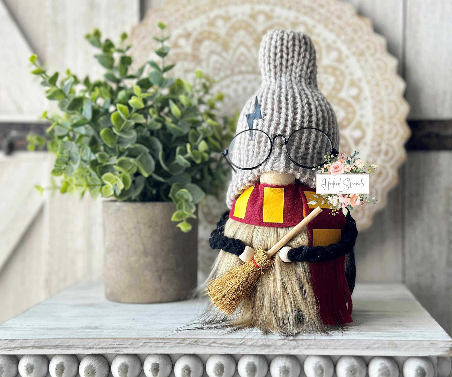 Wizard gnome, House gnome, Rustic gnome, Tiered tray decor, Gift idea