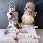 Knit coffee themed gnome with sign - Coffee lover gift - Tiered tray decor