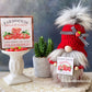 Delightful strawberry-themed gnome with sign - Tiered tray decor - Kitchen fruit