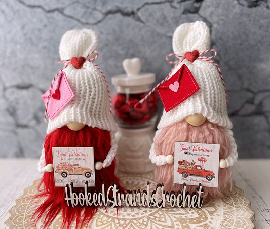 Valentines day gnome, Tiered tray decor, Valentines decor,  Swedish tomte, Gift idea, Knit gnome,