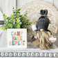 Outdoorsy knit happy camper gnome with marshmallow and sign - Tiered tray decor