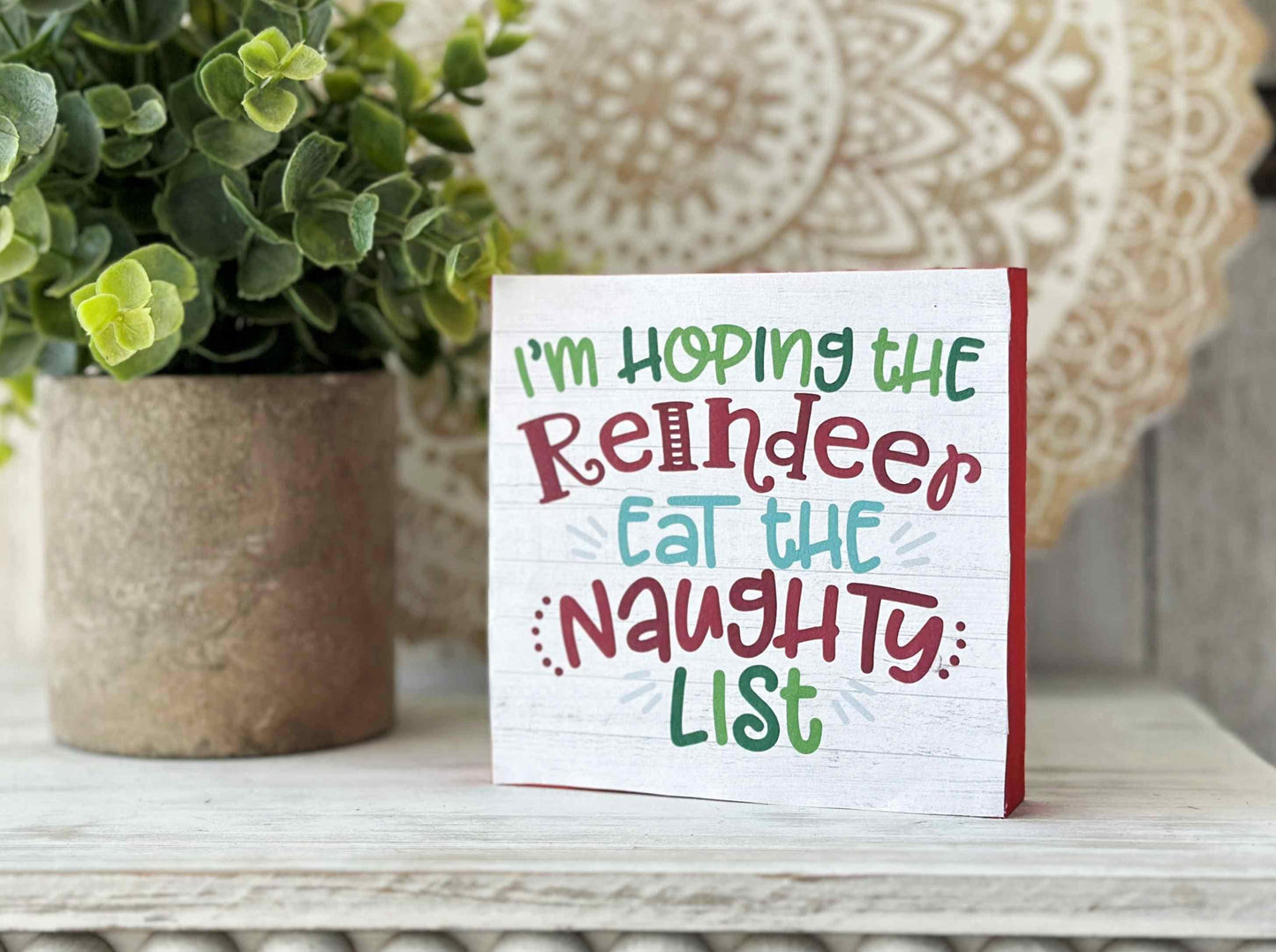 Whimsical Knit Rudolph the Reindeer Christmas Gnome with Tangled Lights - Perfect for Tiered Tray Displays