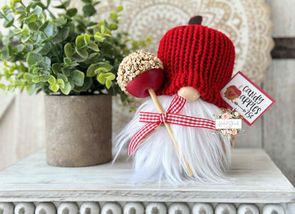 Adorable Candy Apple Gnome - Fall Tiered Tray Decor for Caramel Apple Lovers