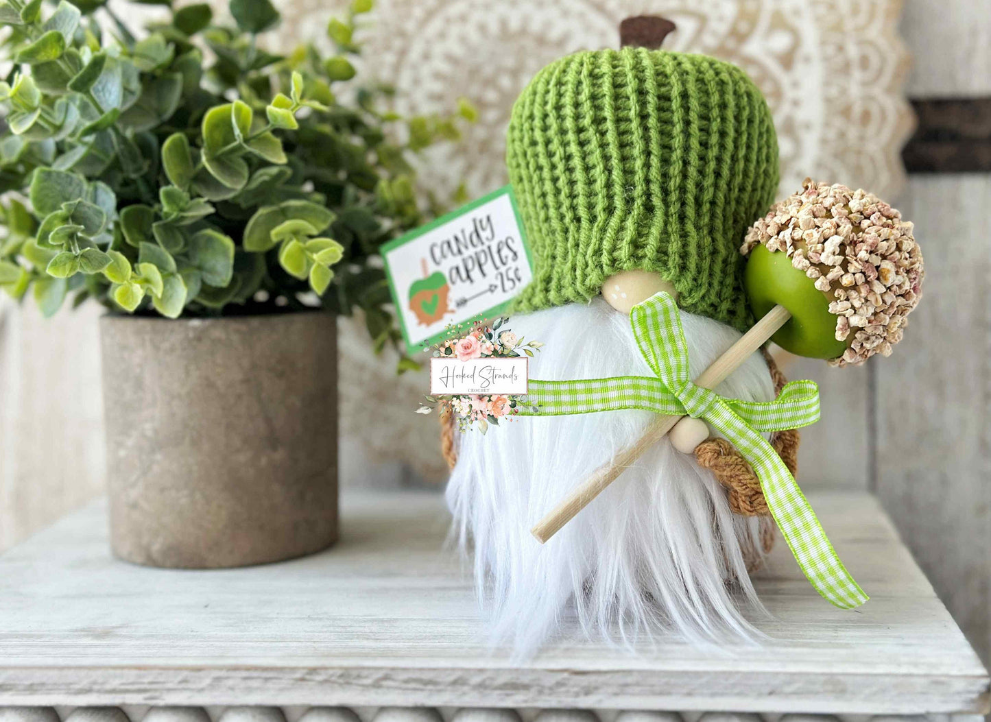 Adorable Candy Apple Gnome - Fall Tiered Tray Decor for Caramel Apple Lovers